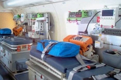 Das Innere eines Ambulanz Jets